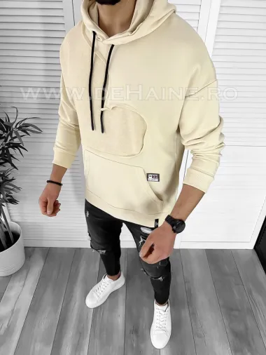 Hanorac barbati slim fit bej K004 i11-5